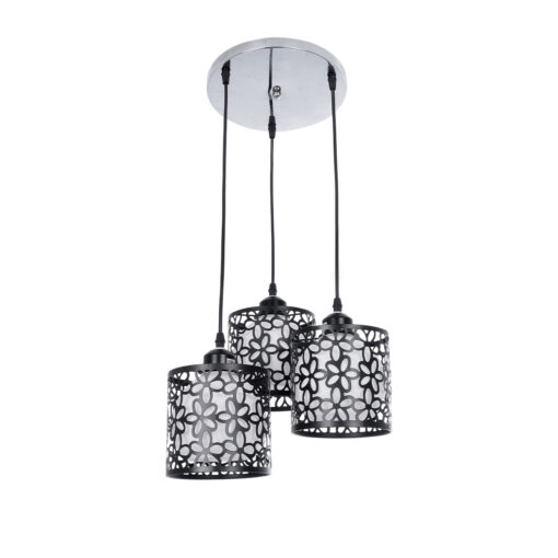 GloboStar® GLOBOSTAR® RAINELDA 01246 Μοντέρνο Κρεμαστό Φωτιστικό Οροφής με Ντουί 3 x E27 AC 220-240V IP20 - Μαύρο & Λευκό - Μ35 x Π35 x Υ110cm