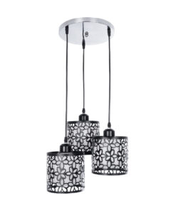 GLOBOSTAR® RAINELDA 01246 Μοντέρνο Κρεμαστό Φωτιστικό Οροφής με Ντουί 3 x E27 AC 220-240V IP20 - Μαύρο & Λευκό - Μ35 x Π35 x Υ110cm 12 01246 4