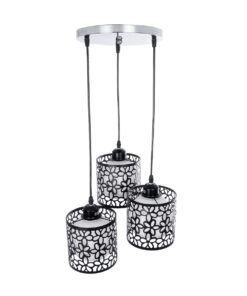 GLOBOSTAR® RAINELDA 01246 Μοντέρνο Κρεμαστό Φωτιστικό Οροφής με Ντουί 3 x E27 AC 220-240V IP20 - Μαύρο & Λευκό - Μ35 x Π35 x Υ110cm 14 01246 6