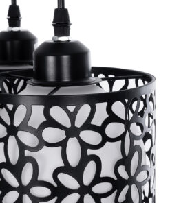 GLOBOSTAR® RAINELDA 01246 Μοντέρνο Κρεμαστό Φωτιστικό Οροφής με Ντουί 3 x E27 AC 220-240V IP20 - Μαύρο & Λευκό - Μ35 x Π35 x Υ110cm 15 01246 7