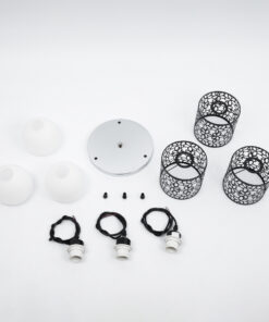 GLOBOSTAR® RAINELDA 01246 Μοντέρνο Κρεμαστό Φωτιστικό Οροφής με Ντουί 3 x E27 AC 220-240V IP20 - Μαύρο & Λευκό - Μ35 x Π35 x Υ110cm 17 01246 9