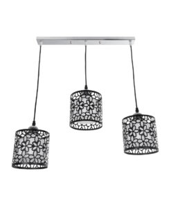 GloboStar® GLOBOSTAR® RAINELDA 01247 Μοντέρνο Κρεμαστό Φωτιστικό Οροφής με Ντουί 3 x E27 AC 220-240V IP20 - Μαύρο & Λευκό - Μ60 x Π15 x Υ19cm