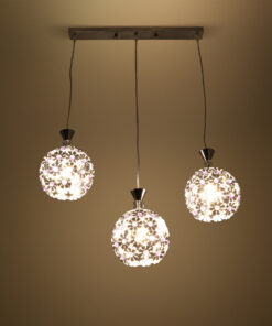 Alternative view of GLOBOSTAR® BOUQUET 01249 Μοντέρνο Κρεμαστό Φωτιστικό Οροφής με Ντουί 3 x E27 AC 220-240V IP20 - Ασημί & Μωβ - Μ66 x Π18 x Υ24cm