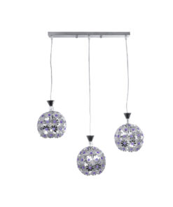 GLOBOSTAR® BOUQUET 01249 Μοντέρνο Κρεμαστό Φωτιστικό Οροφής με Ντουί 3 x E27 AC 220-240V IP20 - Ασημί & Μωβ - Μ66 x Π18 x Υ24cm 12 01249 4