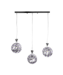 GLOBOSTAR® BOUQUET 01249 Μοντέρνο Κρεμαστό Φωτιστικό Οροφής με Ντουί 3 x E27 AC 220-240V IP20 - Ασημί & Μωβ - Μ66 x Π18 x Υ24cm 14 01249 6