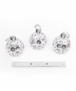 GLOBOSTAR® BOUQUET 01249 Μοντέρνο Κρεμαστό Φωτιστικό Οροφής με Ντουί 3 x E27 AC 220-240V IP20 - Ασημί & Μωβ - Μ66 x Π18 x Υ24cm 17 01249 9