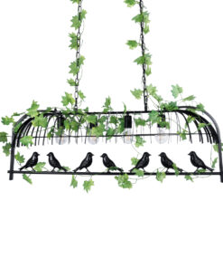 GLOBOSTAR® NEST 01255 Vintage Κρεμαστό Φωτιστικό Οροφής με Ντουί 4 x E27 AC 220-240V IP20 - Mαύρο & Πράσινο - Μ103 x Π34 x Υ36.5cm 14 01255 4