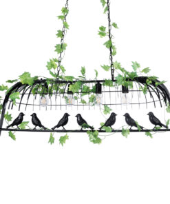 GLOBOSTAR® NEST 01255 Vintage Κρεμαστό Φωτιστικό Οροφής με Ντουί 4 x E27 AC 220-240V IP20 - Mαύρο & Πράσινο - Μ103 x Π34 x Υ36.5cm 15 01255 5