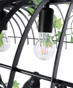 GLOBOSTAR® NEST 01255 Vintage Κρεμαστό Φωτιστικό Οροφής με Ντουί 4 x E27 AC 220-240V IP20 - Mαύρο & Πράσινο - Μ103 x Π34 x Υ36.5cm 18 01255 8