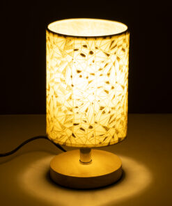 Alternative view of GloboStar® MOSAIC 01262 Κλασικό Επιτραπέζιο Φωτιστικό Πορτατίφ Μονόφωτο 1 x E27 IP20 Μπεζ Ξύλο με Μπεζ & Χρυσό Ύφασμα - Μ14 x Π14 x Υ26cm