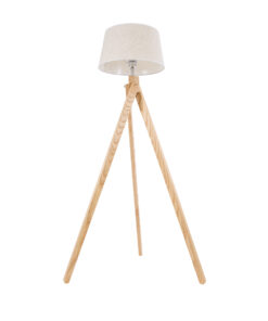 Alternative view of GloboStar® TRIPOD 01263 Μοντέρνο Επιδαπέδιο Φωτιστικό Μονόφωτο 1 x E27 IP20 Μπεζ Ξύλο με Μπεζ Ύφασμα - Μ40 x Π40 x Υ143cm