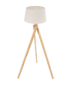 GloboStar® TRIPOD 01263 Μοντέρνο Επιδαπέδιο Φωτιστικό Μονόφωτο 1 x E27 IP20 Μπεζ Ξύλο με Μπεζ Ύφασμα - Μ40 x Π40 x Υ143cm 16 01263 5