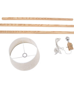 GloboStar® TRIPOD 01263 Μοντέρνο Επιδαπέδιο Φωτιστικό Μονόφωτο 1 x E27 IP20 Μπεζ Ξύλο με Μπεζ Ύφασμα - Μ40 x Π40 x Υ143cm 19 01263 8