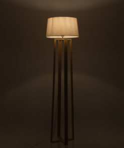 Alternative view of GloboStar® TOWER 01264 Μοντέρνο Επιδαπέδιο Φωτιστικό Μονόφωτο 1 x E27 IP20 Μπεζ Ξύλο με Λευκό Ύφασμα - Μ40 x Π40 x Υ166cm