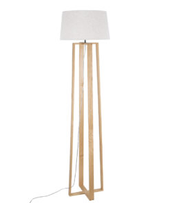 GloboStar® TOWER 01264 Μοντέρνο Επιδαπέδιο Φωτιστικό Μονόφωτο 1 x E27 IP20 Μπεζ Ξύλο με Λευκό Ύφασμα - Μ40 x Π40 x Υ166cm 13 01264 3