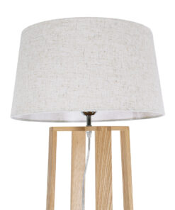 GloboStar® TOWER 01264 Μοντέρνο Επιδαπέδιο Φωτιστικό Μονόφωτο 1 x E27 IP20 Μπεζ Ξύλο με Λευκό Ύφασμα - Μ40 x Π40 x Υ166cm 15 01264 5