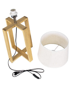 GloboStar® SQUID 01265 Μοντέρνο Επιτραπέζιο Φωτιστικό Πορτατίφ Μονόφωτο 1 x E27 IP20 Μπεζ Ξύλο με Μπεζ Ύφασμα - Μ30 x Π30 x Υ63cm 26 01265 12