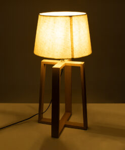 Alternative view of GloboStar® SQUID 01265 Μοντέρνο Επιτραπέζιο Φωτιστικό Πορτατίφ Μονόφωτο 1 x E27 IP20 Μπεζ Ξύλο με Μπεζ Ύφασμα - Μ30 x Π30 x Υ63cm