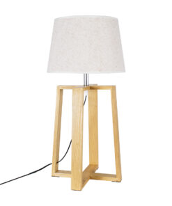 GloboStar® SQUID 01265 Μοντέρνο Επιτραπέζιο Φωτιστικό Πορτατίφ Μονόφωτο 1 x E27 IP20 Μπεζ Ξύλο με Μπεζ Ύφασμα - Μ30 x Π30 x Υ63cm 17 01265 3