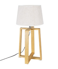 GloboStar® SQUID 01265 Μοντέρνο Επιτραπέζιο Φωτιστικό Πορτατίφ Μονόφωτο 1 x E27 IP20 Μπεζ Ξύλο με Μπεζ Ύφασμα - Μ30 x Π30 x Υ63cm 18 01265 4