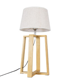 GloboStar® SQUID 01265 Μοντέρνο Επιτραπέζιο Φωτιστικό Πορτατίφ Μονόφωτο 1 x E27 IP20 Μπεζ Ξύλο με Μπεζ Ύφασμα - Μ30 x Π30 x Υ63cm 19 01265 5