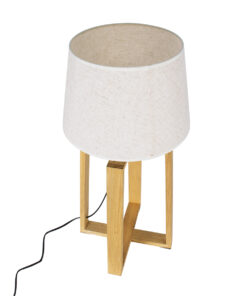 GloboStar® SQUID 01265 Μοντέρνο Επιτραπέζιο Φωτιστικό Πορτατίφ Μονόφωτο 1 x E27 IP20 Μπεζ Ξύλο με Μπεζ Ύφασμα - Μ30 x Π30 x Υ63cm 21 01265 7