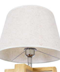 GloboStar® SQUID 01265 Μοντέρνο Επιτραπέζιο Φωτιστικό Πορτατίφ Μονόφωτο 1 x E27 IP20 Μπεζ Ξύλο με Μπεζ Ύφασμα - Μ30 x Π30 x Υ63cm 22 01265 8