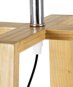 GloboStar® SQUID 01265 Μοντέρνο Επιτραπέζιο Φωτιστικό Πορτατίφ Μονόφωτο 1 x E27 IP20 Μπεζ Ξύλο με Μπεζ Ύφασμα - Μ30 x Π30 x Υ63cm 23 01265 9