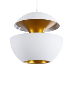 GloboStar® GLOBOSTAR® SEVILLE 01268 Μοντέρνο Κρεμαστό Φωτιστικό Οροφής με Ντουί 1 x E27 AC 220-240V IP20 - Λευκό & Χρυσό - Μ35 x Π35 x Υ35cm