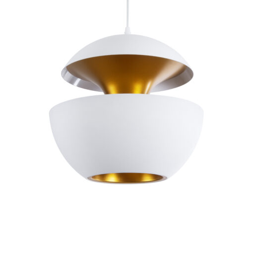 GloboStar® GLOBOSTAR® SEVILLE 01268 Μοντέρνο Κρεμαστό Φωτιστικό Οροφής με Ντουί 1 x E27 AC 220-240V IP20 - Λευκό & Χρυσό - Μ35 x Π35 x Υ35cm