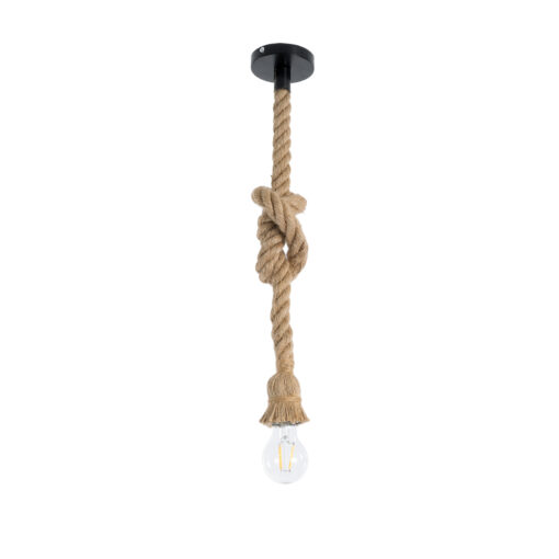 GloboStar® GLOBOSTAR® ROPE 01278 Vintage Κρεμαστό Φωτιστικό Οροφής με Ντουί 1 x E27 AC 220-240V IP20 - Μπεζ - Μ3.5 x Π3.5 x Y100cm