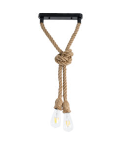 GloboStar® GLOBOSTAR® ROPE 01279 Boho Κρεμαστό Φωτιστικό Οροφής με Ντουί 2 x E27 AC 220-240V IP20 - Μπεζ - Μ30 x Π3.5 x Υ100cm