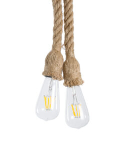 Alternative view of GLOBOSTAR® ROPE 01279 Boho Κρεμαστό Φωτιστικό Οροφής με Ντουί 2 x E27 AC 220-240V IP20 - Μπεζ - Μ30 x Π3.5 x Υ100cm