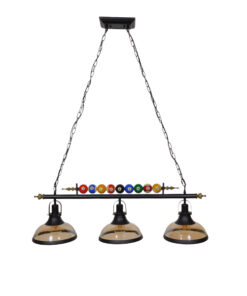 GloboStar® GLOBOSTAR® BILLIARD SERIES 01280 Vintage Κρεμαστό Φωτιστικό Οροφής με Ντουί 3 x E27 AC 220-240V IP20 - Μαύρο & Χρυσό Μελί - Μ96 x Π25 x Υ30cm