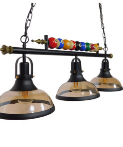 GLOBOSTAR® BILLIARD SERIES 01280 Vintage Κρεμαστό Φωτιστικό Οροφής με Ντουί 3 x E27 AC 220-240V IP20 - Μαύρο & Χρυσό Μελί - Μ96 x Π25 x Υ30cm 15 01280 0013