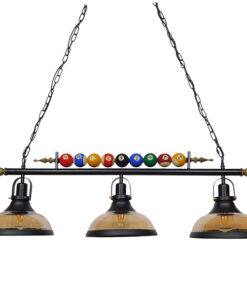 Alternative view of GLOBOSTAR® BILLIARD SERIES 01280 Vintage Κρεμαστό Φωτιστικό Οροφής με Ντουί 3 x E27 AC 220-240V IP20 - Μαύρο & Χρυσό Μελί - Μ96 x Π25 x Υ30cm