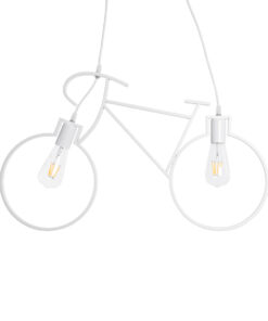 GloboStar® GLOBOSTAR® BIKE 01300 Vintage Κρεμαστό Φωτιστικό Οροφής με Ντουί 2 x E27 AC 220-240V IP20 - Λευκό - Μ67 x Π3.5 x Υ41cm