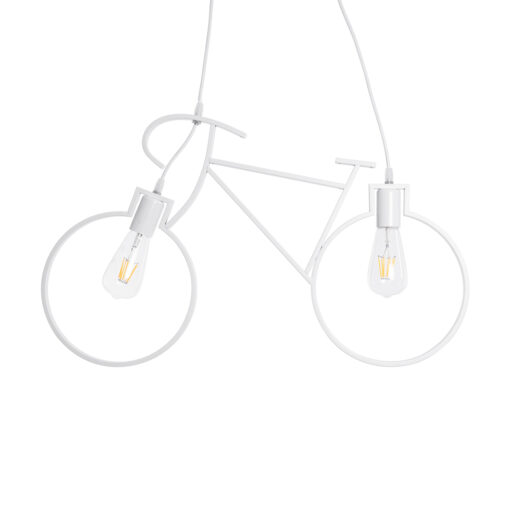 GloboStar® GLOBOSTAR® BIKE 01300 Vintage Κρεμαστό Φωτιστικό Οροφής με Ντουί 2 x E27 AC 220-240V IP20 - Λευκό - Μ67 x Π3.5 x Υ41cm
