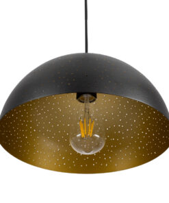 GLOBOSTAR® SOLANA 01301 Μοντέρνο Κρεμαστό Φωτιστικό Οροφής με Ντουί 1 x E27 AC 220-240V IP20 - Μαύρο & Χρυσό - Μ30 x Π30 x Υ15cm 17 01301 5