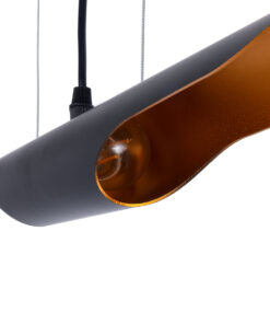 GLOBOSTAR® ESTERINA 01304 Μοντέρνο Κρεμαστό Φωτιστικό Οροφής με Ντουί 2 x E27 AC 220-240V IP20 - Μαύρο & Χρυσό - Μ60 x Π6 x Υ6cm 19 01304 9