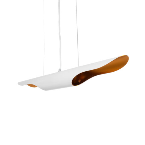 GloboStar® GLOBOSTAR® ESTERINA 01305 Μοντέρνο Κρεμαστό Φωτιστικό Οροφής με Ντουί 2 x E27 AC 220-240V IP20 - Λευκό & Χρυσό - Μ60 x Π6 x Υ6cm