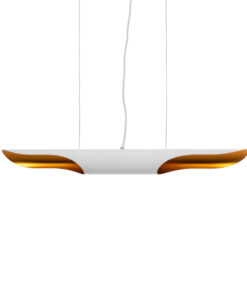 GLOBOSTAR® ESTERINA 01305 Μοντέρνο Κρεμαστό Φωτιστικό Οροφής με Ντουί 2 x E27 AC 220-240V IP20 - Λευκό & Χρυσό - Μ60 x Π6 x Υ6cm 16 01305 6