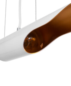 GLOBOSTAR® ESTERINA 01305 Μοντέρνο Κρεμαστό Φωτιστικό Οροφής με Ντουί 2 x E27 AC 220-240V IP20 - Λευκό & Χρυσό - Μ60 x Π6 x Υ6cm 19 01305 9