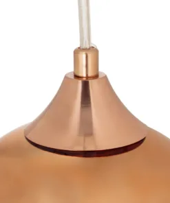 GLOBOSTAR® CANDELA 01309 Μοντέρνο Κρεμαστό Φωτιστικό Οροφής με Ντουί 1 x E27 AC 220-240V IP20 - Χάλκινο - Μ15 x Π15 x Υ13cm 17 01309 7