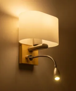 Alternative view of GLOBOSTAR® ELEGANT 01316 Μοντέρνο Φωτιστικό Τοίχου - Απλίκα Ξενοδοχείου Reading Light με Ντουί 1 x E27 LED 3W 360lm 36° AC 220-240V IP20 Θερμό Λευκό 2700K - Bridgelux COB Chip - Λευκό & Μπεζ - Μ15 x Π20 x Υ22.5cm - 2 Χρόνια Εγγύηση