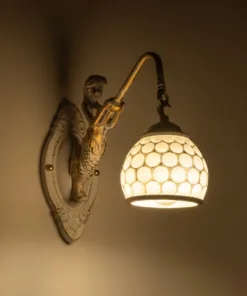 Alternative view of GLOBOSTAR® MERMAID 01317 Vintage Φωτιστικό Τοίχου - Απλίκα με Ντουί 1 x E27 AC 220-240V IP20 - Χρυσό & Λευκό - Μ12.5 x Π28 x Υ27cm