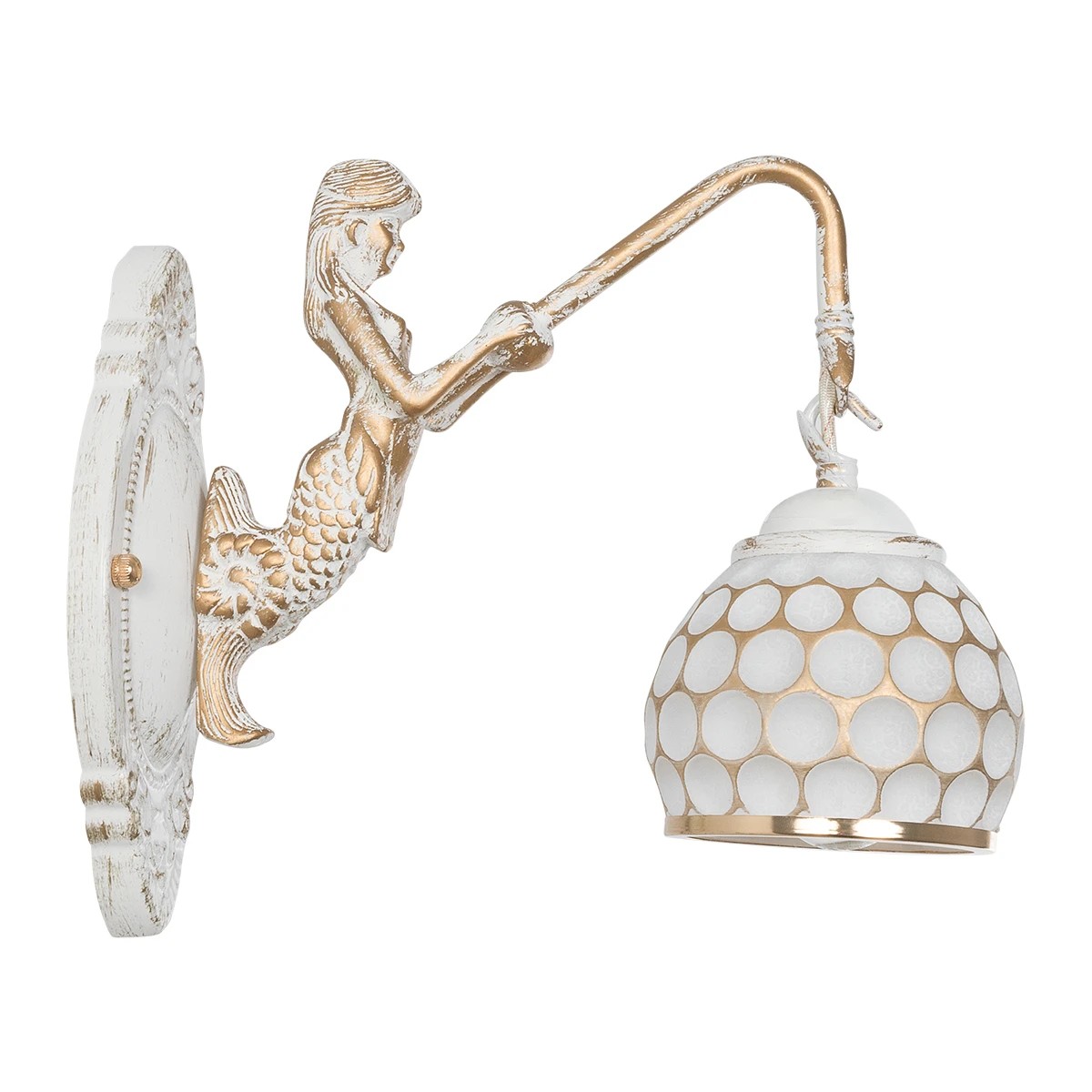 GLOBOSTAR® MERMAID 01317 Vintage Φωτιστικό Τοίχου - Απλίκα με Ντουί 1 x E27 AC 220-240V IP20 - Χρυσό & Λευκό - Μ12.5 x Π28 x Υ27cm 6 GLOBOSTAR® MERMAID 01317 Vintage Φωτιστικό Τοίχου - Απλίκα με Ντουί 1 x E27 AC 220-240V IP20 - Χρυσό & Λευκό - Μ12.5 x Π28 x Υ27cm - Image 4