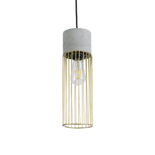 GloboStar® GLOBOSTAR® DURANT 01322 Μοντέρνο Κρεμαστό Φωτιστικό Οροφής με Ντουί 1 x E27 AC 220-240V IP20 - Γκρι & Χρυσό - Μ12 x Π12 x Υ40cm