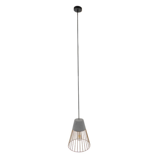 GloboStar® GLOBOSTAR® DURANT 01323 Μοντέρνο Κρεμαστό Φωτιστικό Οροφής με Ντουί 1 x E27 AC 220-240V IP20 - Γκρι & Χρυσό - Μ25 x Π25 x Υ31cm