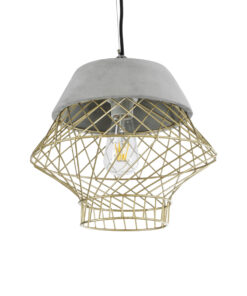 GloboStar® GLOBOSTAR® DURANT 01324 Μοντέρνο Κρεμαστό Φωτιστικό Οροφής με Ντουί 1 x E27 AC 220-240V IP20 - Γκρι & Χρυσό - Μ35 x Π35 x Υ35cm